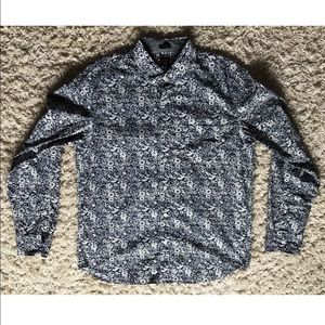 J Crew Floral Navy White Casual Dress Shirt XL